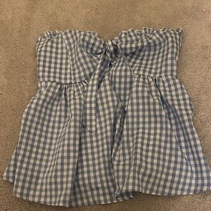 SHEIN Blue and White Gingham Crop Top